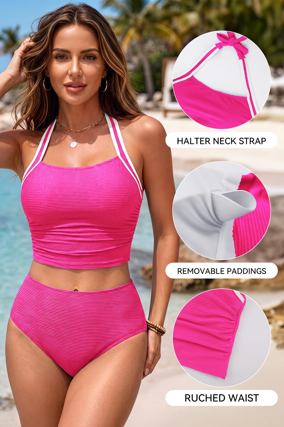 SHEKINI Costume da bagno da donna con scollo all'americana