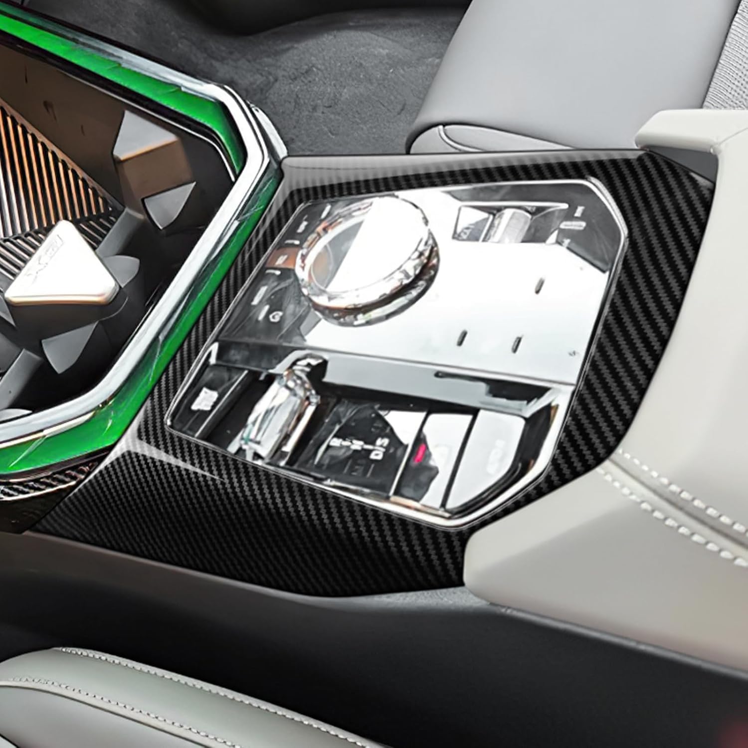 Gear Shift Knob Cover for BMW X3 G45 M50 2025 2026 Carbon Fiber Style Car Shift Panel Decals Trim Center Console Interior Sticky Deco Accessories