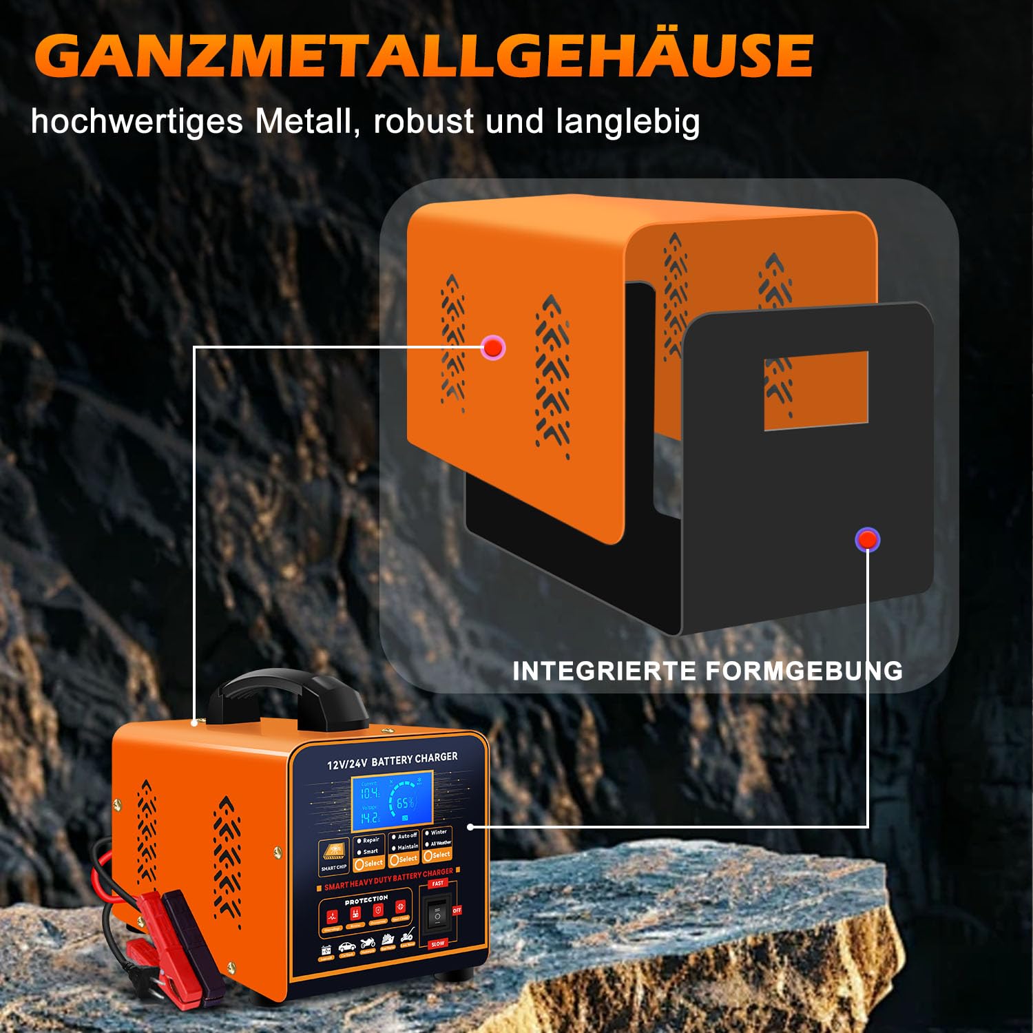SolaMr 12V/24V Autobatterie Ladegerät & Batterieerhaltungsgerät, Automatisches Intelligentes Batterieladegerät, 0-20A Schnell Erhaltungsladegerät mit Reparatur, Wintermodus, für AGM Auto LKW Motorrad