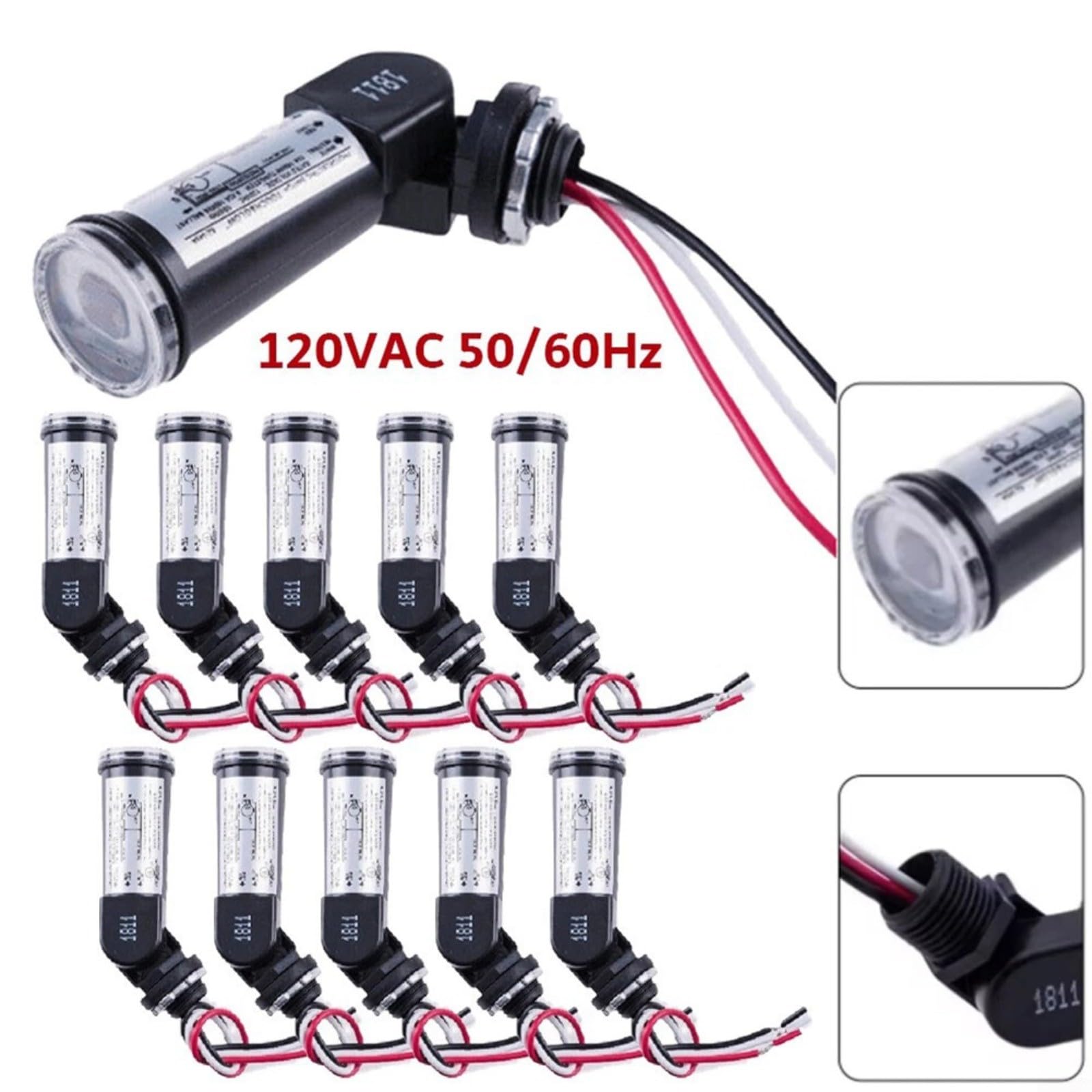 Interruttore crepuscolare, interruttore crepuscolare, interruttore crepuscolare 120 V per illuminazione esterna, sensore di luce 10 A, resistente alle intemperie, girevole con sensore