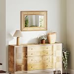 Tangkula Rattan Wall Mirror, Bohemian Rectangular Wall Mounted Decorative Mirror w/Wooden Frame, Farmhouse Hanging Mirror for Bathroom, Living Room, Bedroom, Entryway