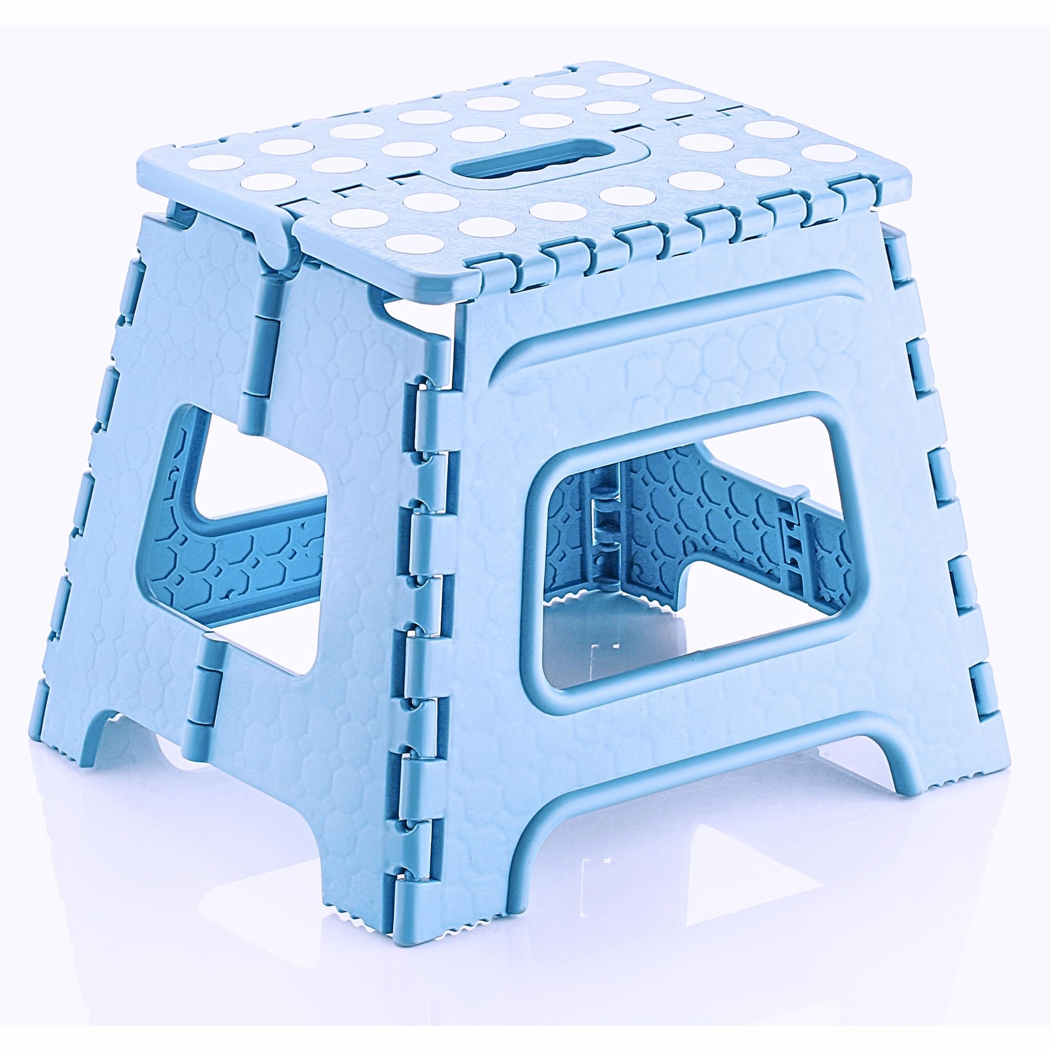 AMEEBA 12 Inch Foldable Step Stool for Adults & Kids – Portable Plastic Stool with Anti-Slip Top & Handle – Compact, Lightweight & Durable, Multipurpose for Kitchen, Bathroom, Outdoor (Soft Blue)-image-33