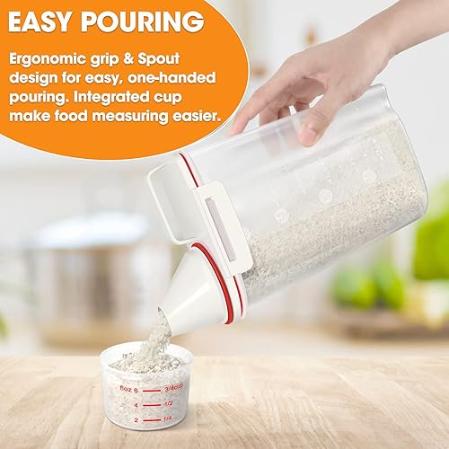Miniatura 2 de TBMax Paquete de 2 recipientes de almacenamiento de arroz de 4 libras, dispensador pequeño de arroz con taza medidora, contenedores de cereales,