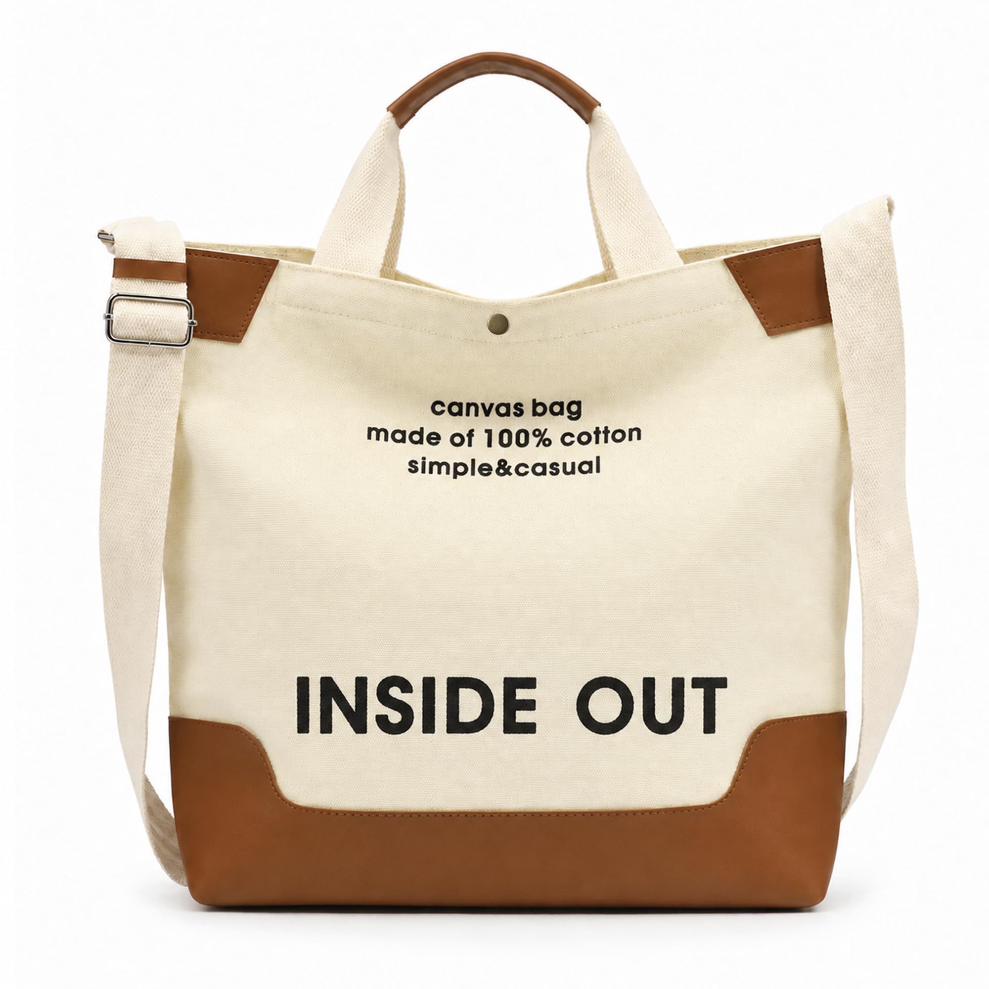 Canvas Tote Bag For Women inside out bag Crossbody Handbag with Adjustable Strap and Coin Purse for Work,Travel,Grocery