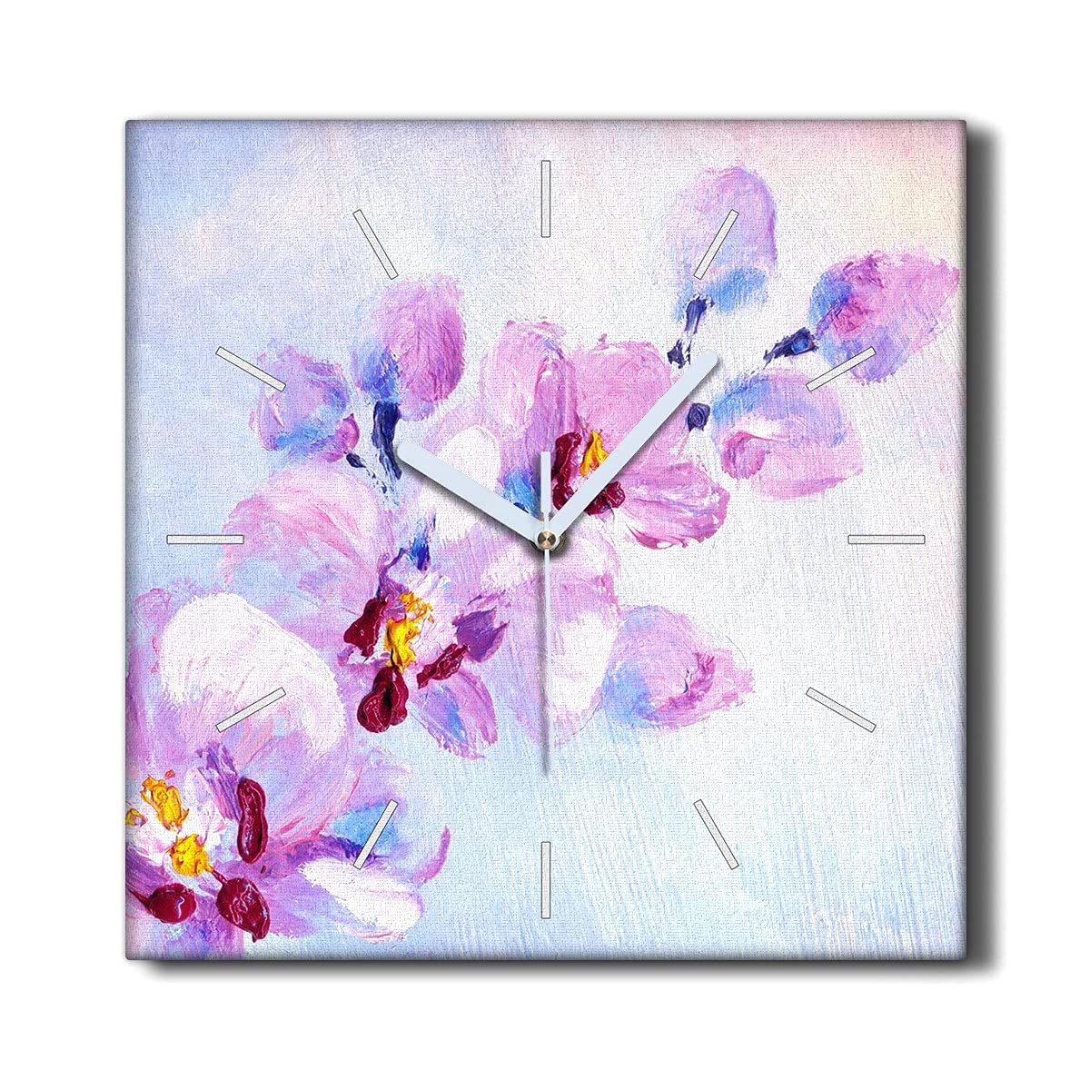 Horloge sur Toile 30x30cm sans tic-tac fleurs plantes motif floral pour salon unique