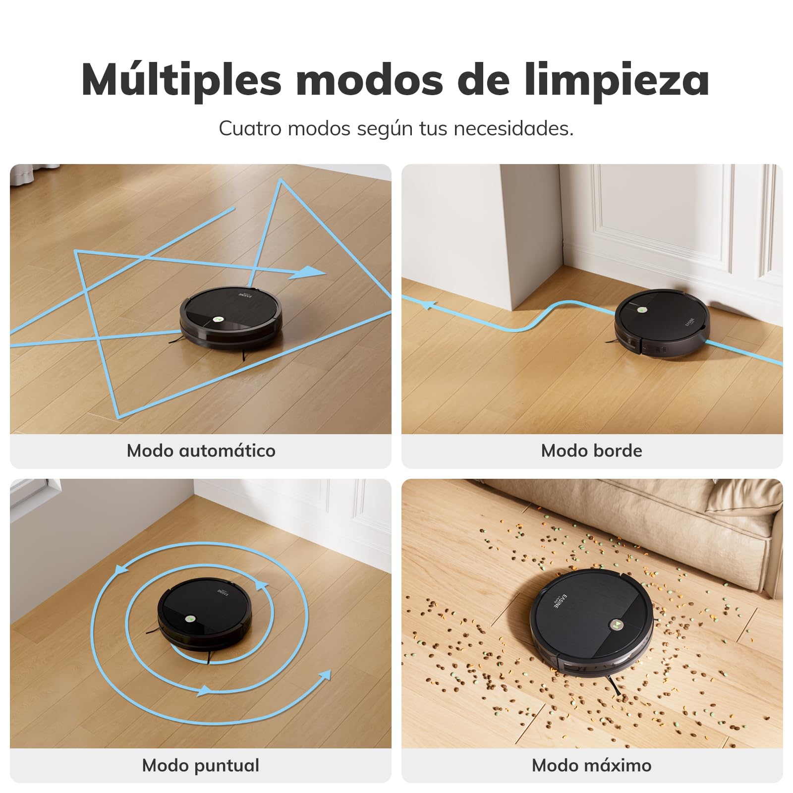 E3 Robot Aspirador Ultrafino sin Enredos para Pelo de Mascotas | Autonomía 120min, Programable, Autocarga, Sensor Anticaida, Cepillos Dobles, Suelos y Alfombras, con Mando a Distancia, Negro