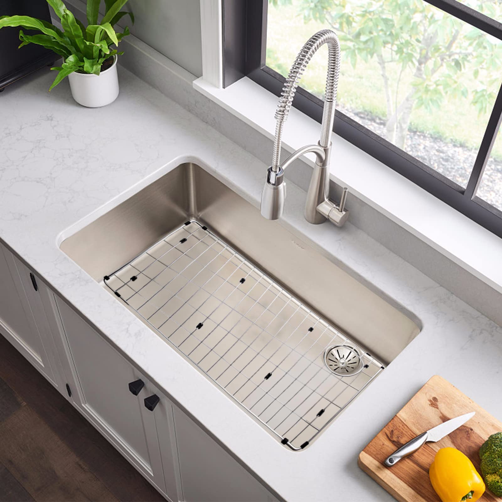 CTXBG2814 Stainless Steel Bottom Grid,for specific Elkay sink bowls 28-1/4" x 14-1/4" x 1-1/4"Sink Grid,Sink Rack for Bottom of Sink,Kitchen Sink Grid,Sink Protector,Sink Bottom Grid