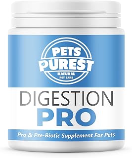Pets Purest Digestive Prebiotic Probiotic for Dogs, Cats & Pet - 100% Natural Fibre Digestion Enzymes Immune Treatment Supplement for Diarrhoea Constipation Relief, Loose Gland & Firm Stool