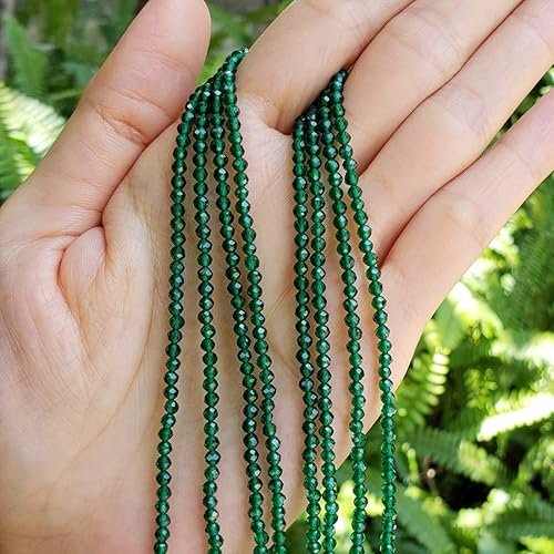 Miniatura 3 de Adabele GH3R-10 - 2 hebras de piedras preciosas curativas de jade verde esmeralda natural, 0.12 pulgadas, cuentas sueltas redondas facetadas,