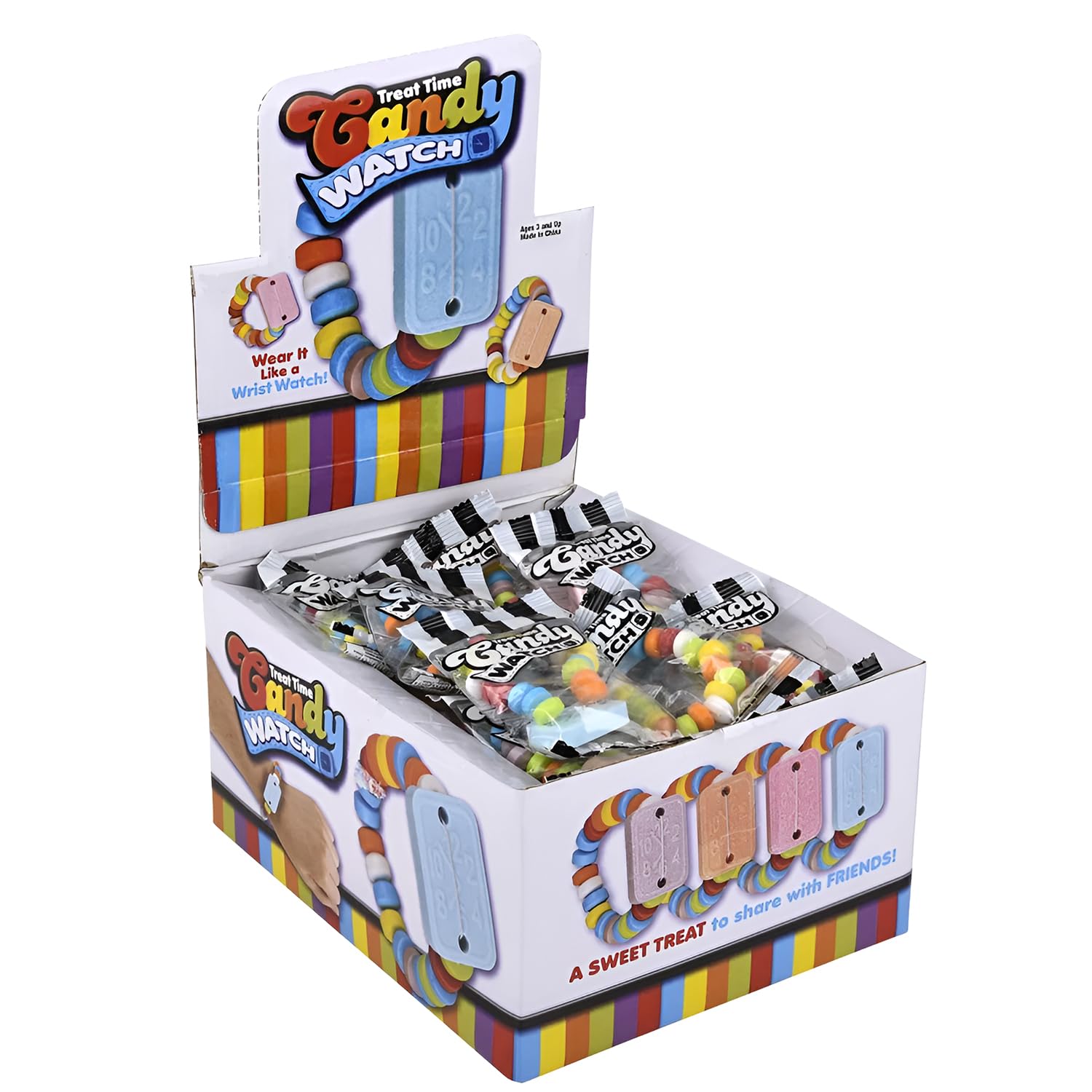 Treat Time Assorted Color Candy Watch (Pack of 48) - Fun Candy in Watch Shape, Individually Wrapped, Perfect for Party Favor and Suitable for Ages 3 and Up