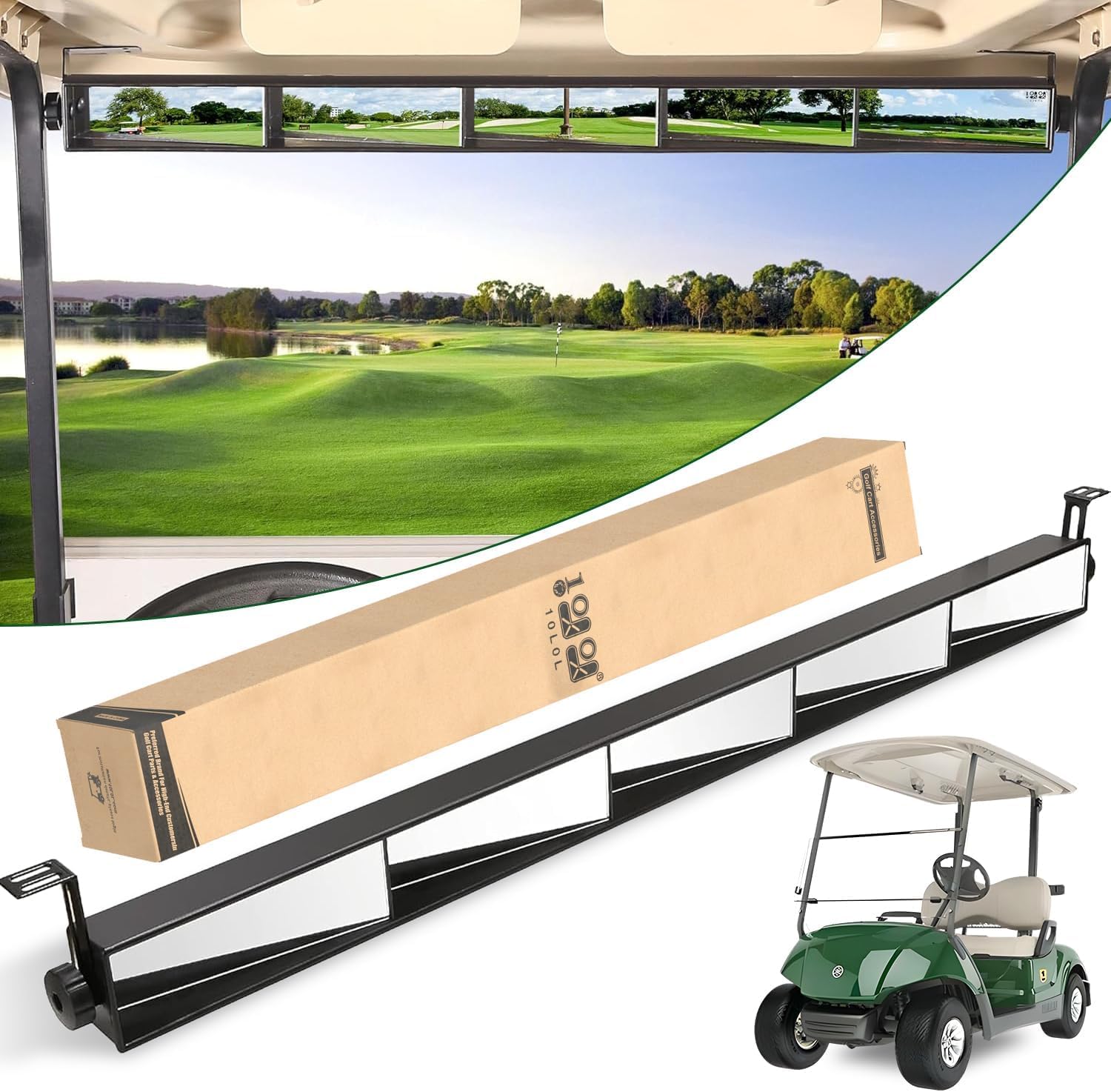 10L0L Rétroviseur universel à 5 panneaux pour voiturette de golf EZGO, Club Car, rétroviseur grand angle, compatible avec voiture SUV Van Truck