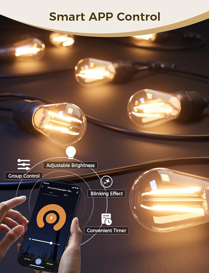 XMCOSY+ Luces de Cadena Inteligentes para Exterior, 123Ft LED, APP Control miniatura 2