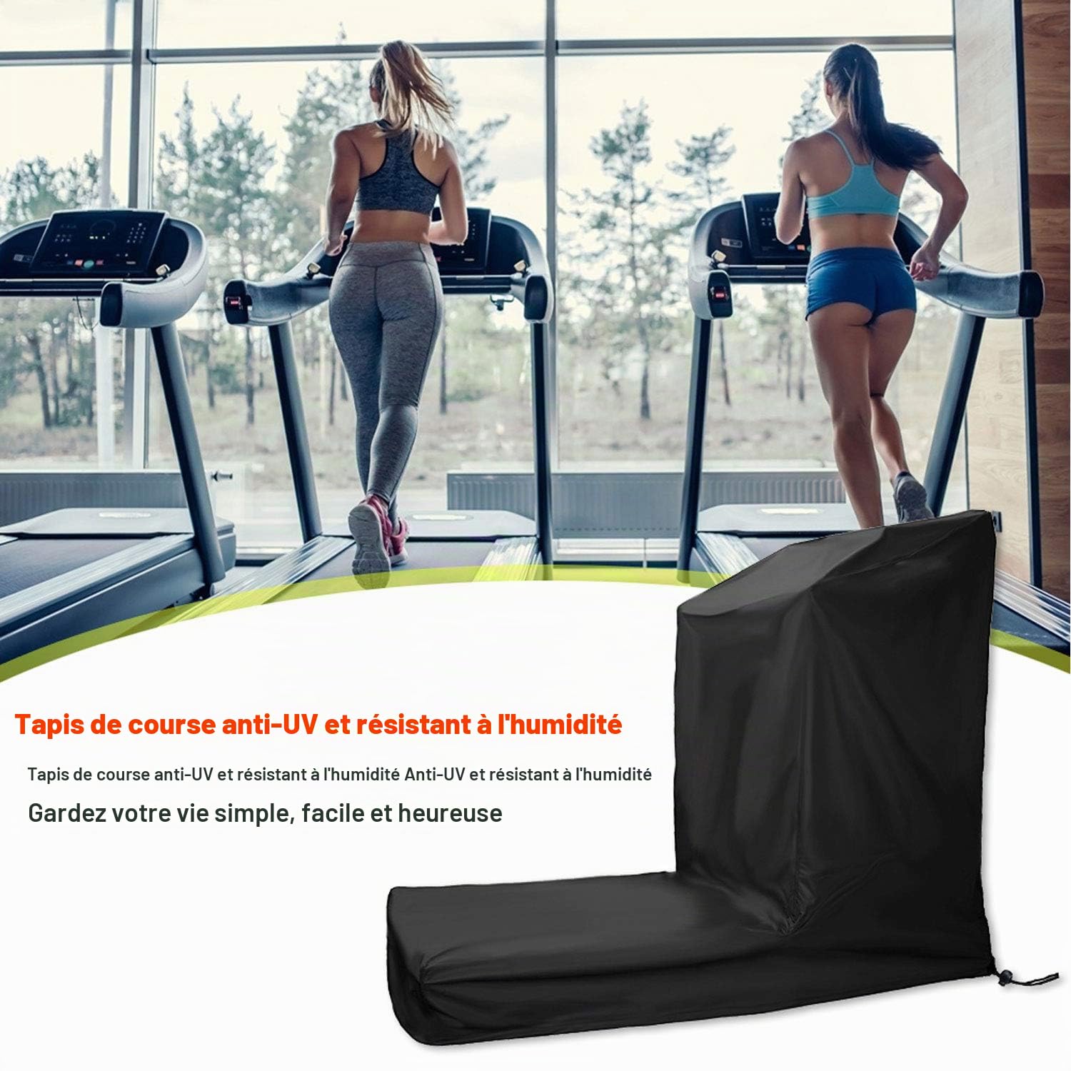 Housse de tapis de course pliable avec fermeture éclair, housse étanche à la poussière, ajustement universel, convient pour une utilisation en intérieur ou en extérieur