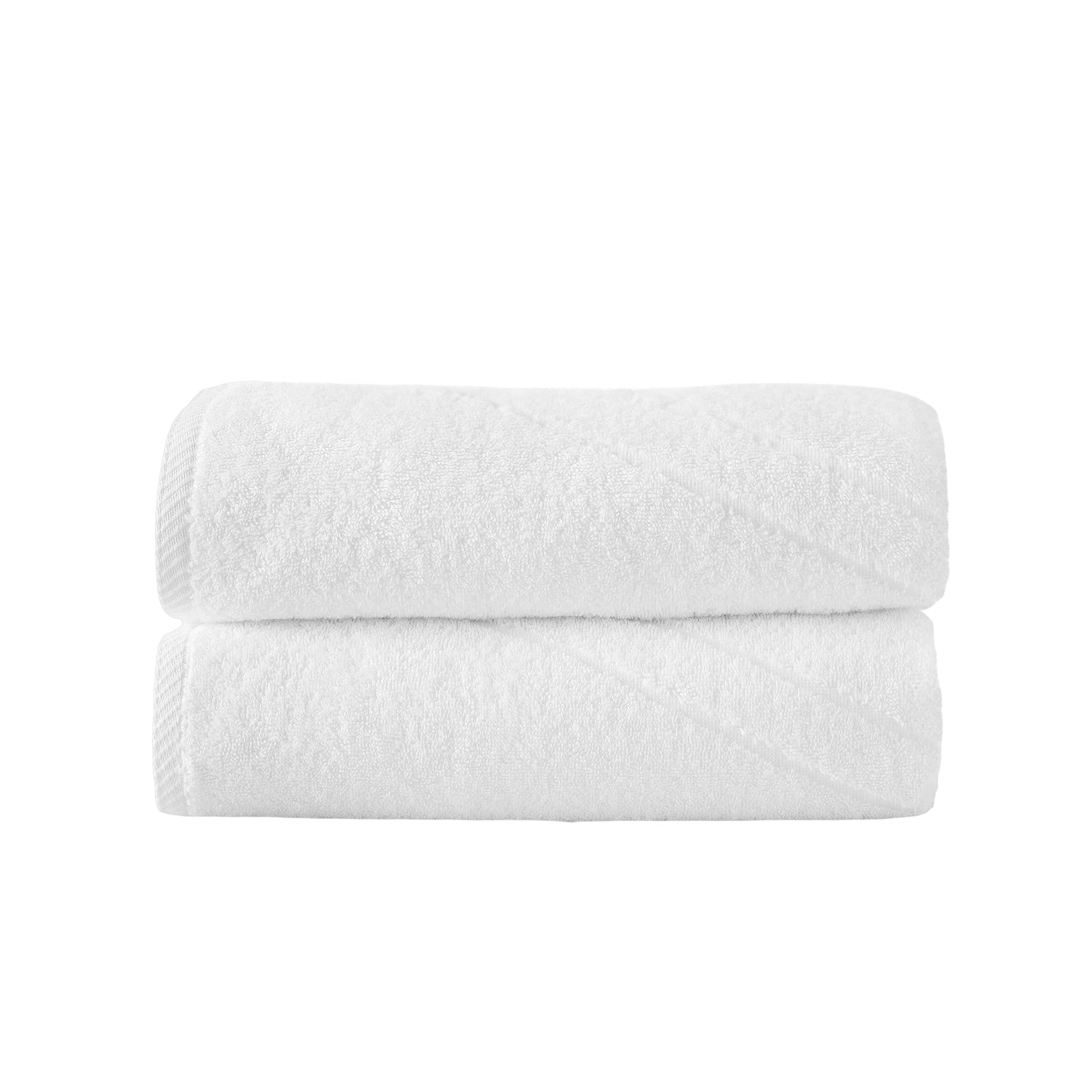 GT Globaltex Fine Linens Set of 2 Luxurious Hotel Spa Bath Sheets - Plush 600 GSM (2 Pcs Bath Sheet, White)