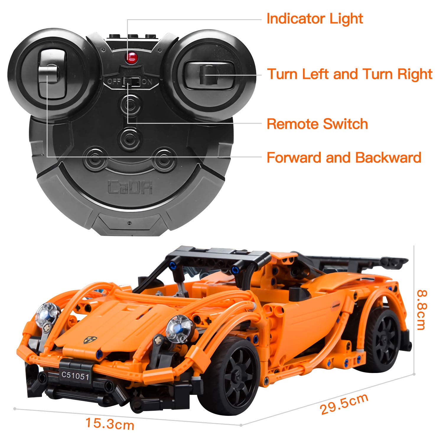Car Model Building Kit, Stem Toy Car Remote Control Model Race Car with V8 Engine, an Authentic Supercar (421 Pcs
