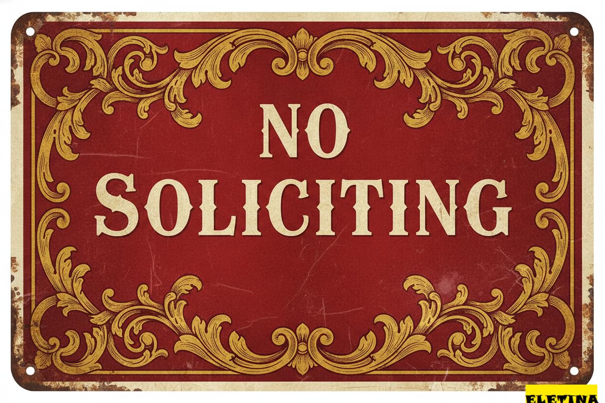 Personalized Sign for Man Cave Decor 1459 Metal S,no Soliciting,8x12 In,notice Warning And Logo Ation Vintage Private Property Decorative