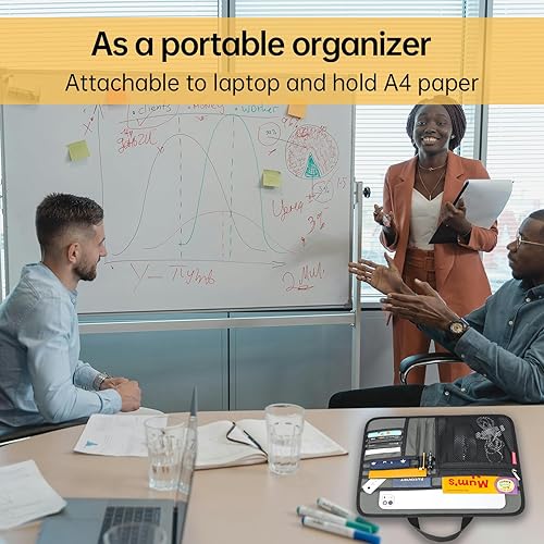 Miniatura 8 de Organizador grande para maletín para trabajo, oficina, documentos, portátil, organizador de almacenamiento (L, gris)