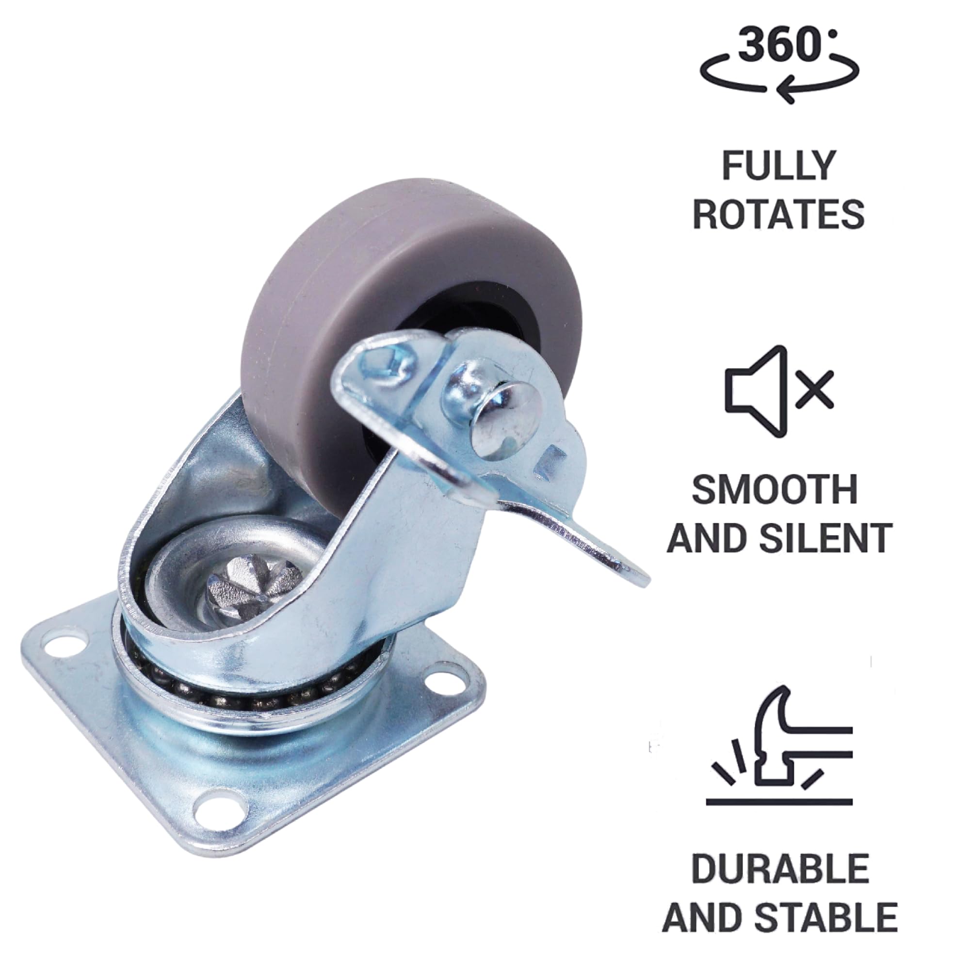LOT DE 4 Roulettes Pour Meubles, Roulettes Pivotantes Pour Meubles