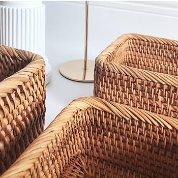 Amazon.co.jp: MJKQ9 収納ボックス かご 籐製 蓋なし ラタン