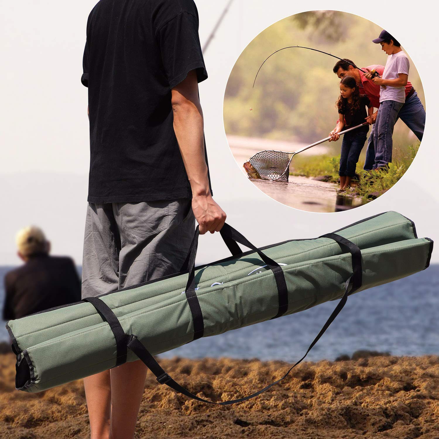 Sougayilang, Borsa per Canna da Pesca in Tela, Organizer per canne da Pesca e Mulinello, Organizer per Viaggi, Regalo per Padre, Fidanzato e Famiglia