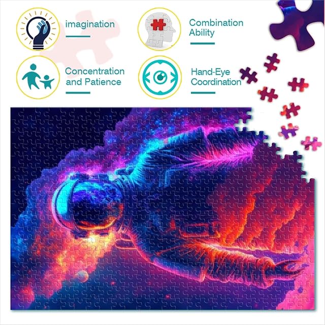 Foto 2 de 6 de Rompecabezas para Adultos 1000 Rompecabezas Colección astronautas neón Rompecabezas para Adultos Niños…