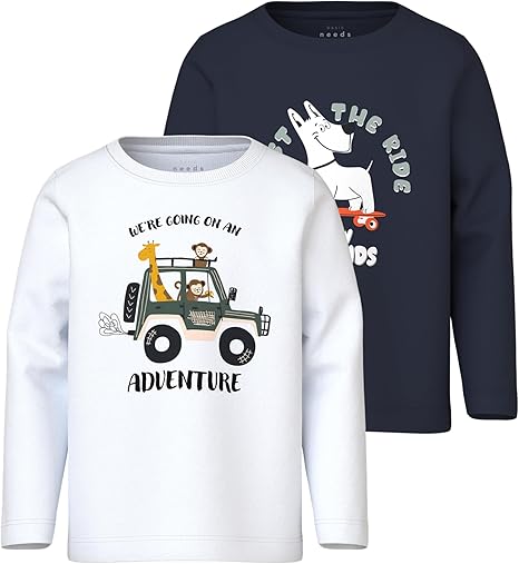 NAME IT Body Maniche Lunghe Bambino In Cotone Organico - Set Maglietta Intima Per Neonati E Ragazzi, Morbido E Comodo, Vestibilità Casual, Colore Unico