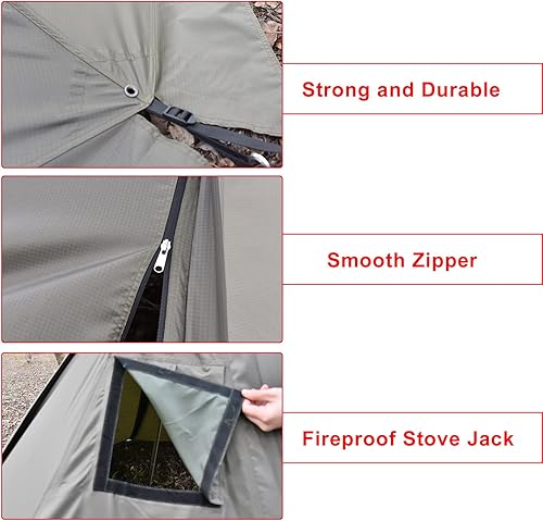Miniatura 3 de Tienda de campaña de doble capa con estufa Jack Tienda de tipi al aire libre para acampar mochilero senderismo