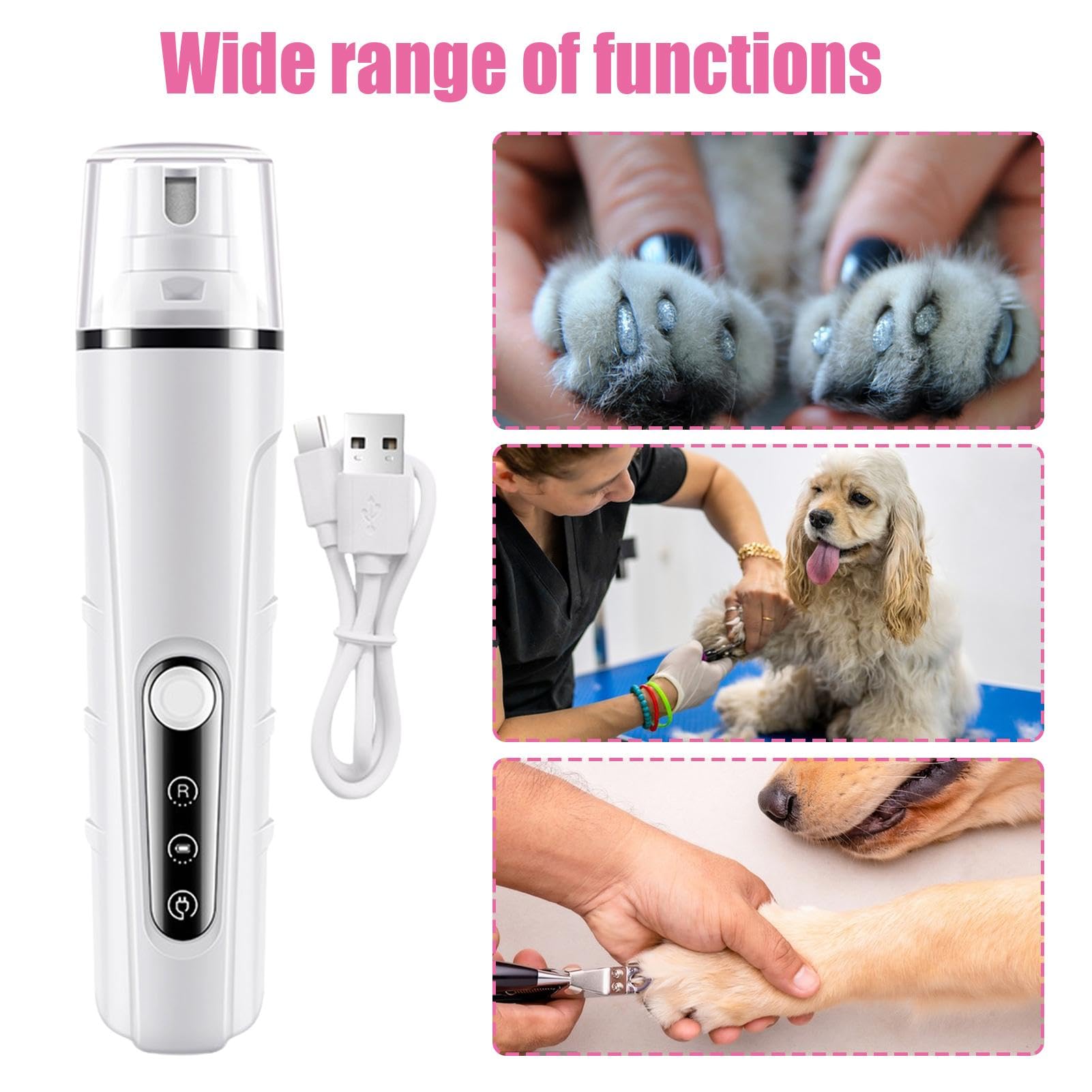 Molinillo de uñas para perros grandes, Quiet Pet Nail Grinder, LED Light Nail Grinder, Easy-To-Use Dog Nail Grinder, Pet Grooming Tool, Pet Nail Grinding Machine, Electric Nail File For Pets