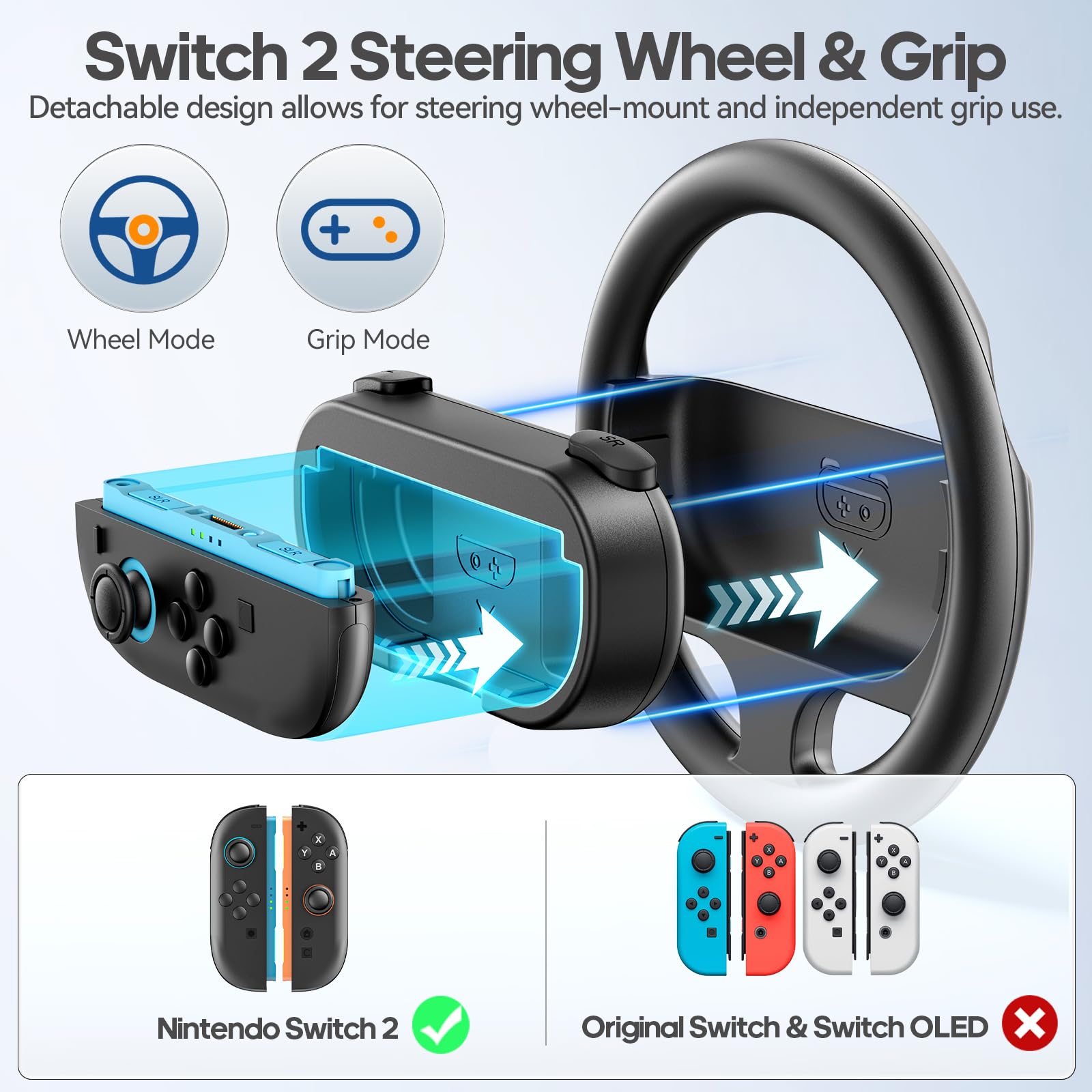 Snapklik.com : Rysker Steering Wheel & Grip For 2025 Nintendo Switch 2 ...