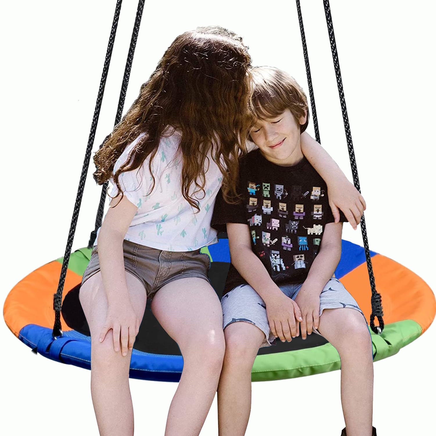 Taeku Columpio Nido, 900D Oxford Redondo Colgante Columpio para Interior y Exterior Columpio Familiar de Altura Ajustable para Niños (Multicolor)