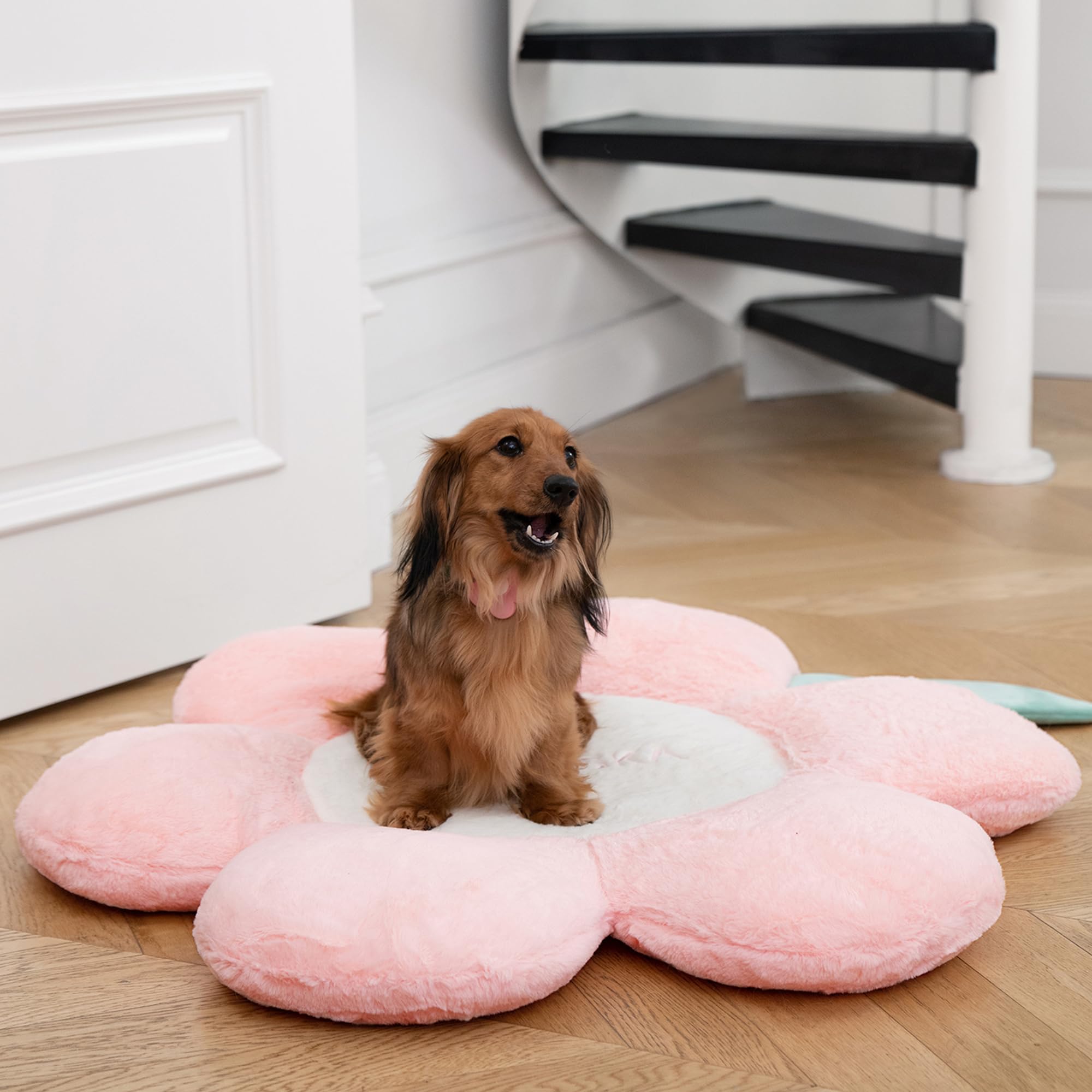 VETRESKADog Beds for Medium Small Dogs - Washable Bolster Dog Sofa Beds Supportive Pet Bed with Removable Cover Waterproof Lining Nonskid Bottom Cat Bed Couch, 33.5Inches Pink Flower
