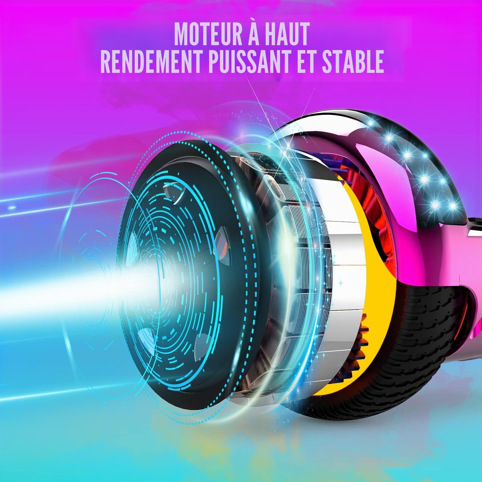 GeekMe Hoverboard Gyropode 6,5 Pouces, Électrique Auto-équilibré, Haut-Parleur Bluetooth Intégré, Enfants et Adultes
