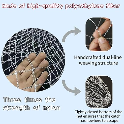 Miniatura 4 de Red de Pesca Plegable para Muelle y Embarcadero, Red de Puente Portátil, Red para Carnada de Cangrejo y Camarones con Balde, Aro de Acero Suave y