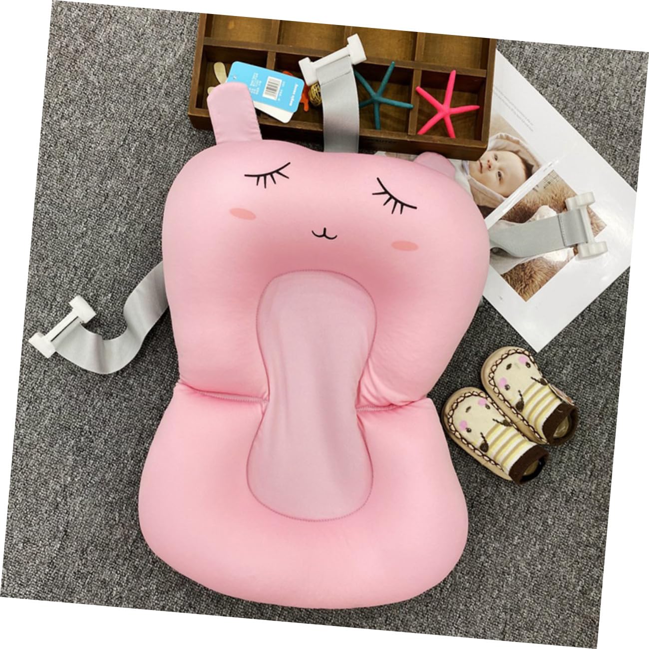 SHOWERORO Cojín De Baño Antideslizante para Bebés Soporte Suave y Cómodo para Recién Nacidos para Ducha y Bañera Color Rosa Princesa