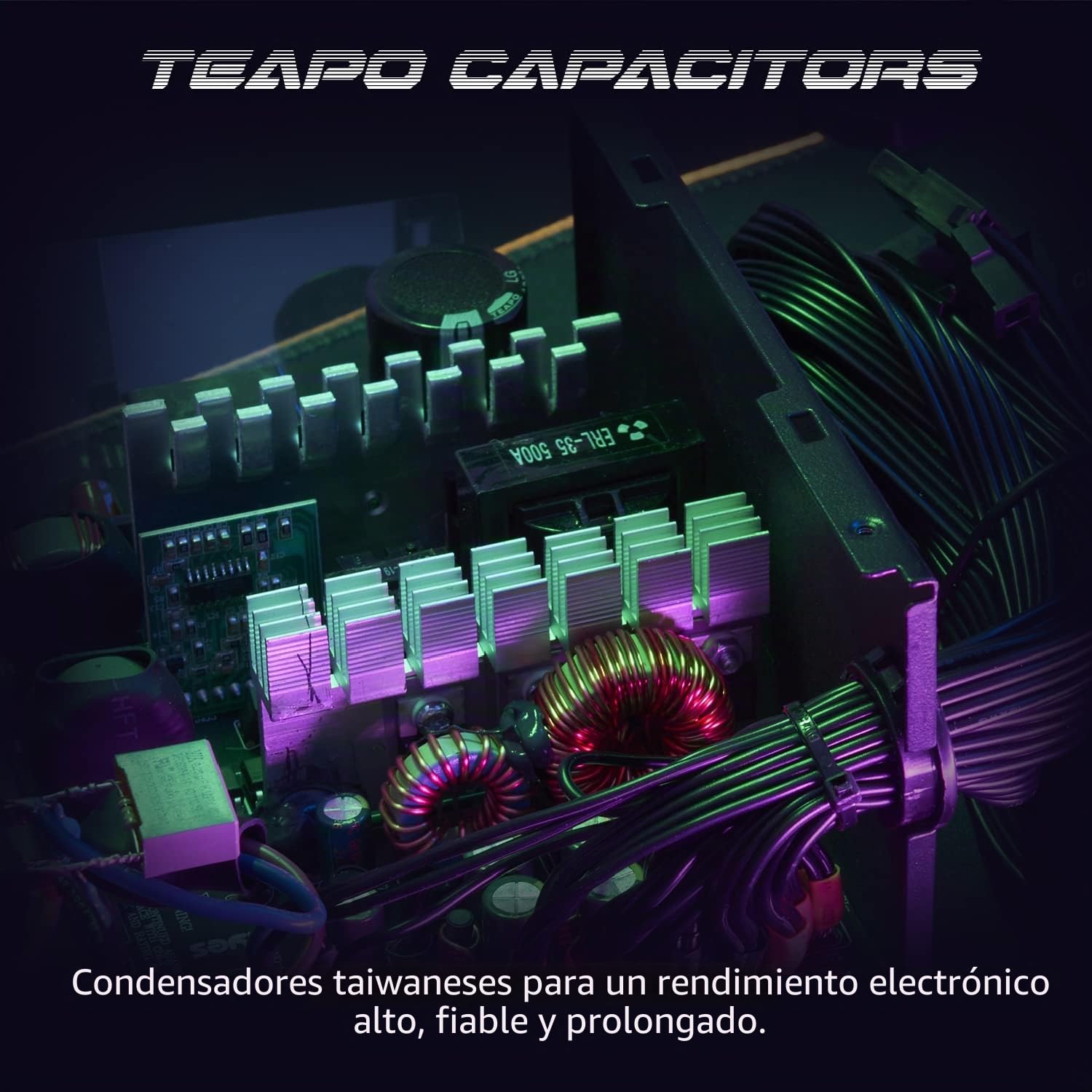 SPYCO - Fuente de Alimentación Gaming PS-551 , 550 W 80 Plus Bronze, Bajo Nivel de Ruido, Ventilador Silencioso, Condensadores Teapo, Tamaño Compacto, Negro