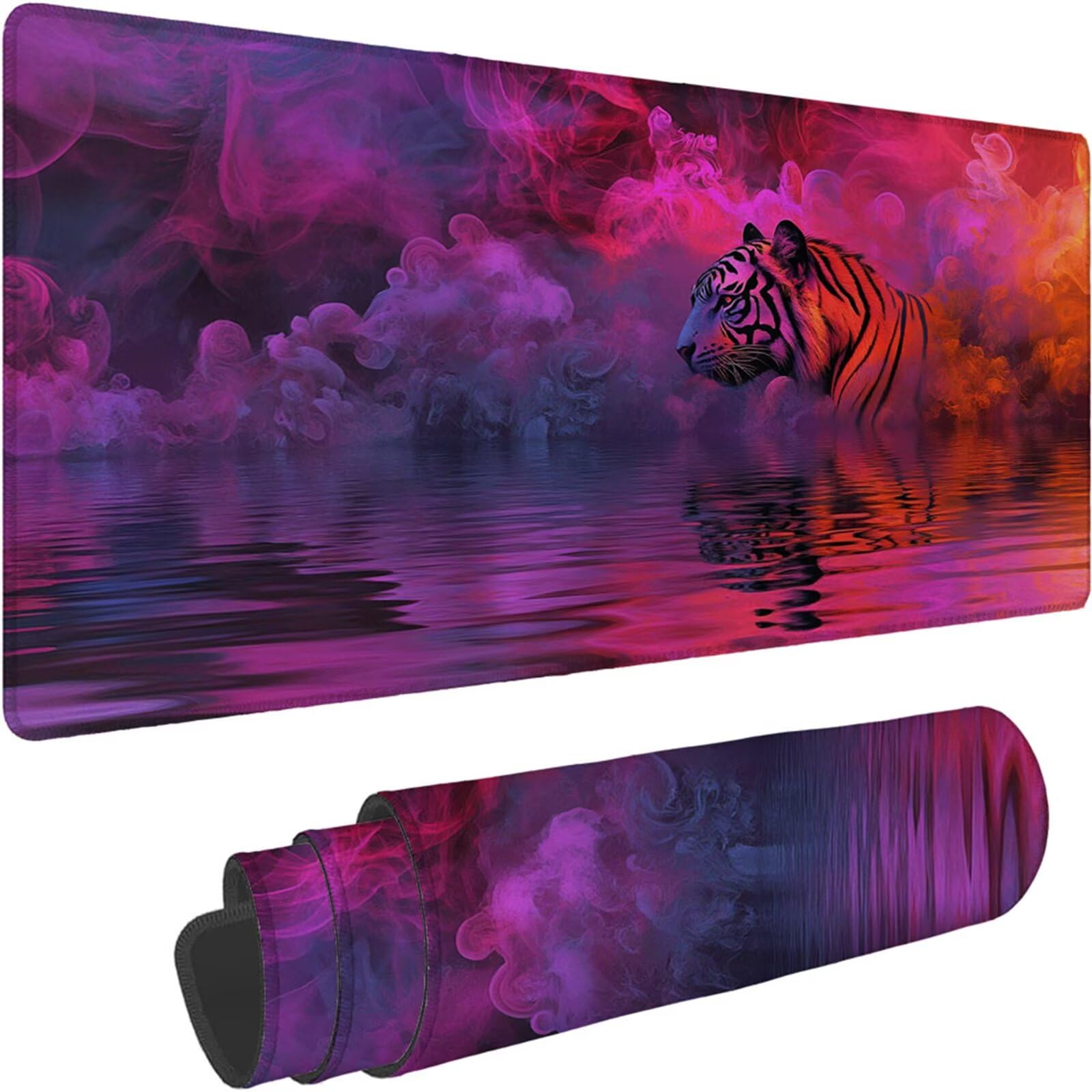 Gamingowa podkładka pod mysz 1200 x 600 x 3 mm, XXL, wodoszczelna, odporna na ścieranie, z przyszytymi krawędziami, fioletowa, podkładka na biurko, poprawia prędkość i precyzję pod laptopa, komputera