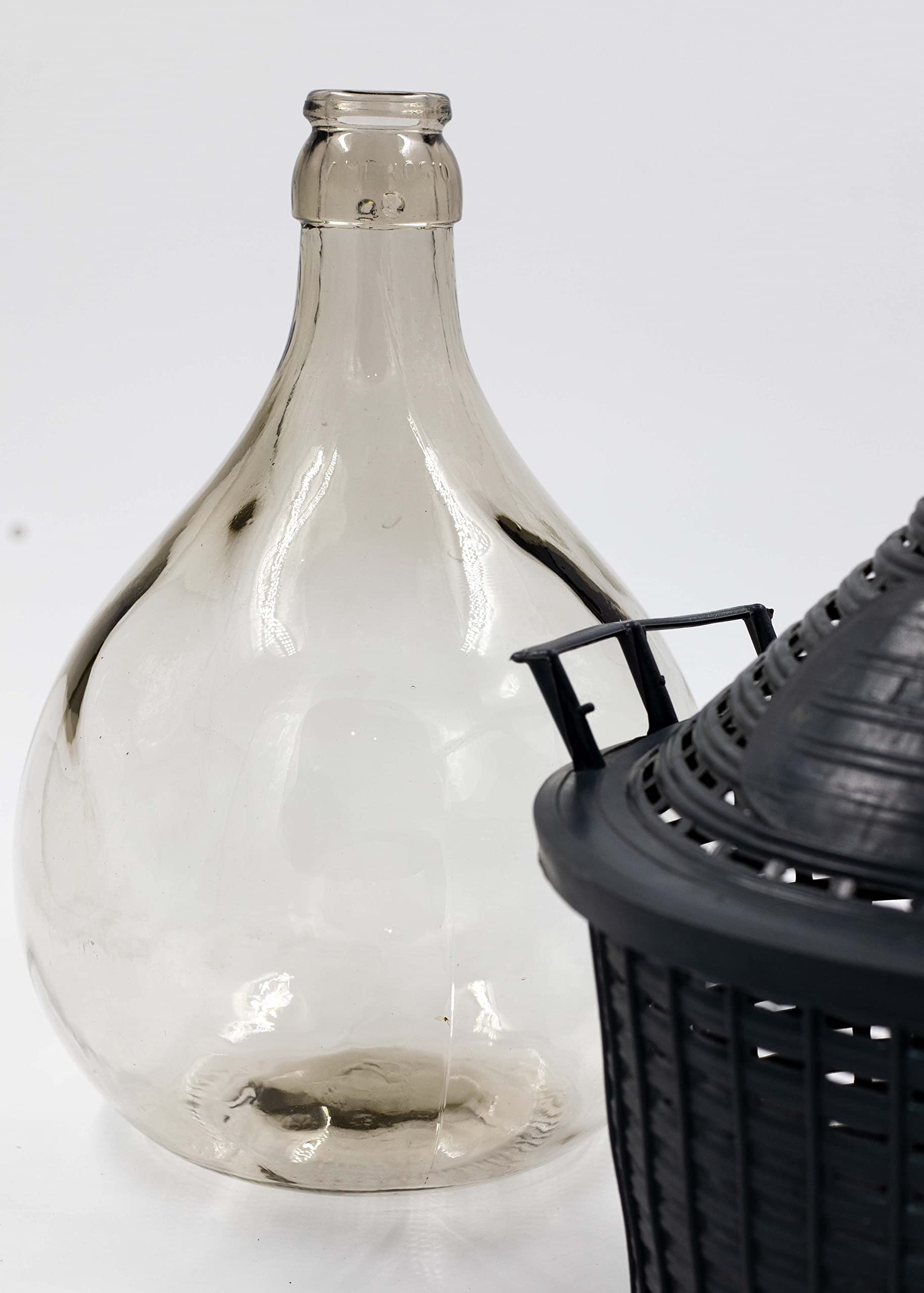 Dame Jeanne en Verre - Bonbonne de Fermentation 10 L avec Panier en Plastique, Bouchon en Caoutchouc et Barboteur - Ballon à Vin, Bière, Kombucha - Col Étroit Hermétique