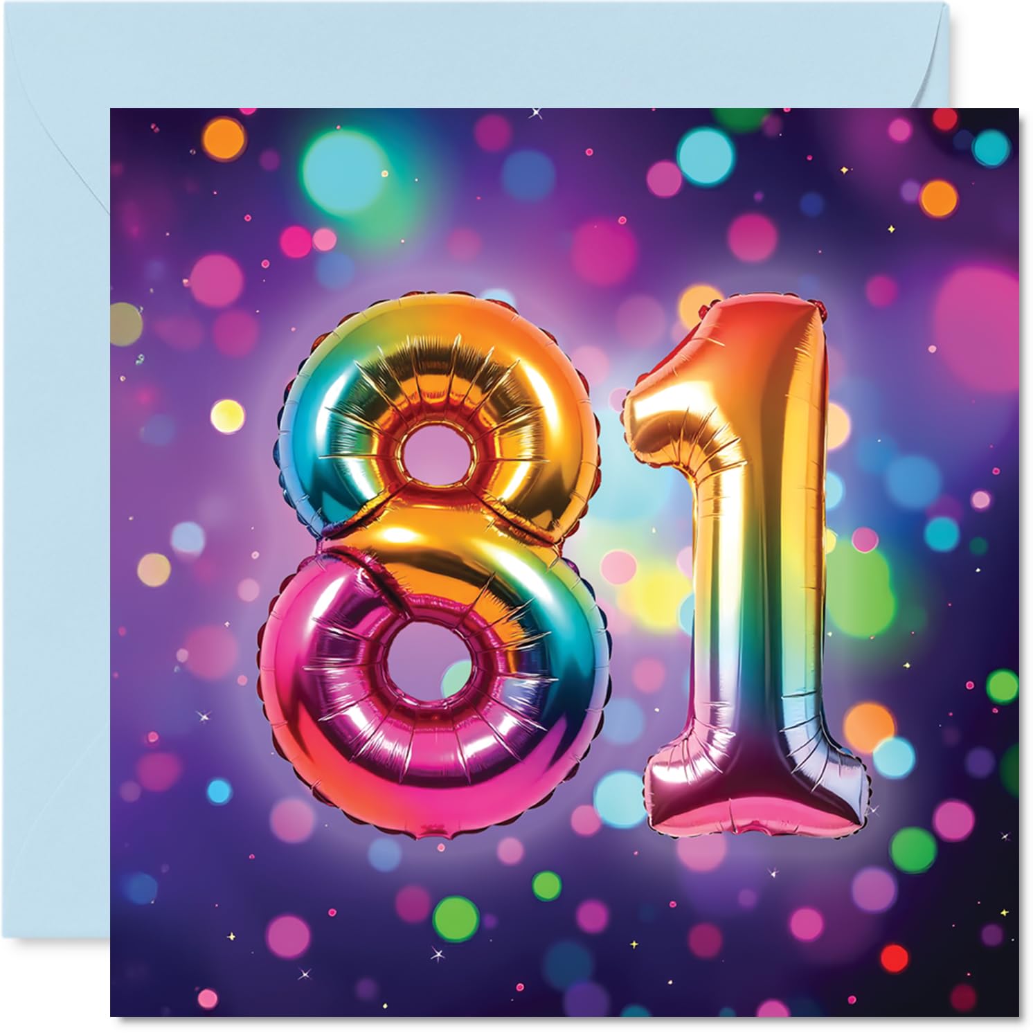 81st Birthday Cards for Women Men - Rainbow Foil Balloon - Happy Birthday Card for 81 Year Old Woman Man Nan Grandma Nanny Auntie, 145mm Bday Greeting Cards