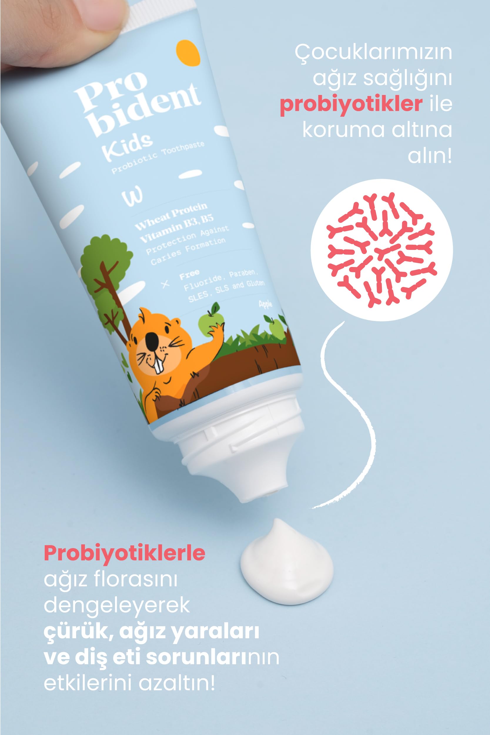 Probident Doğal Şeftali Aromalı Aktif Probiyotikli Çürük Önleyici Diş Macunu