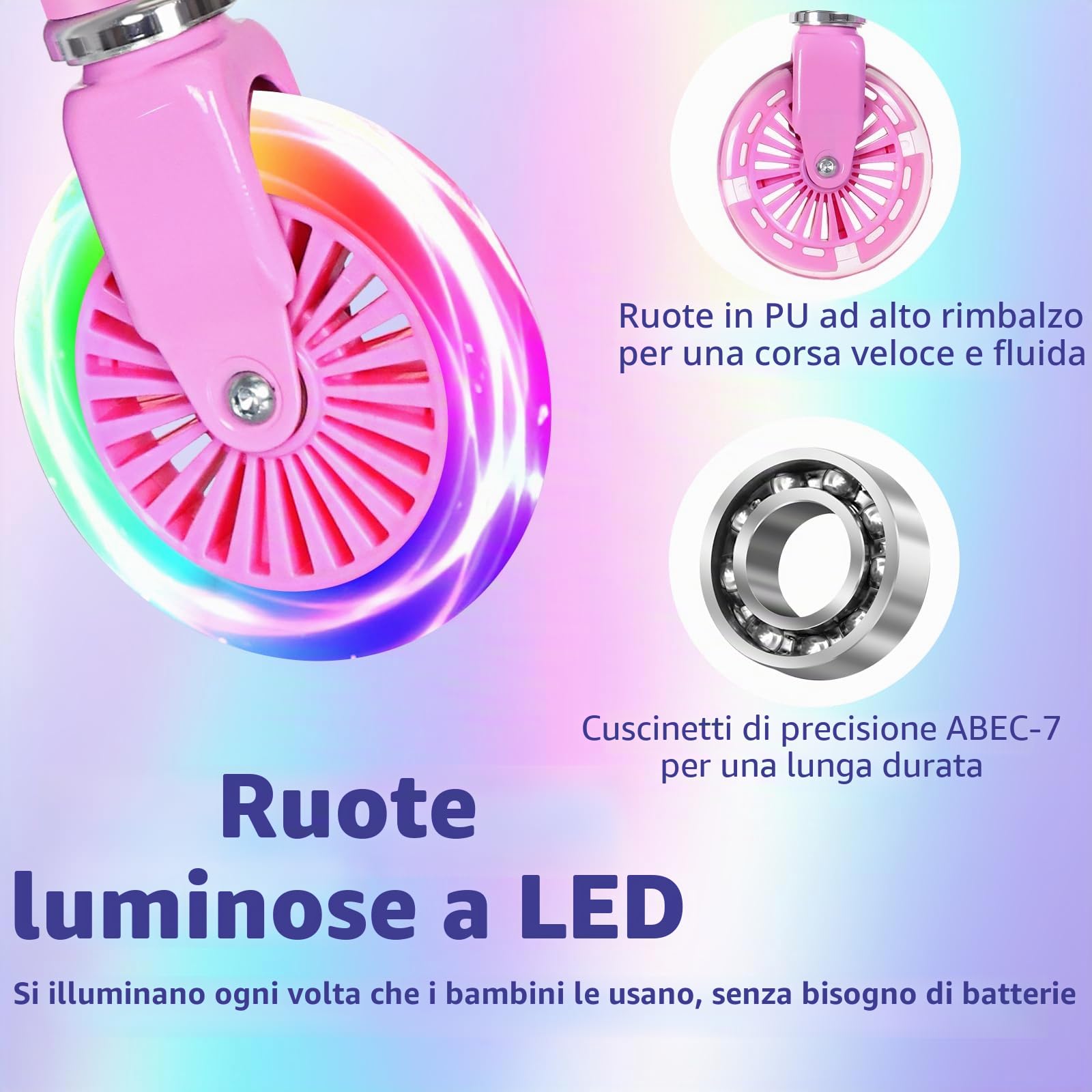 BELEEV V3 Monopattino Bambini, Monopattino Pieghevole a 2 Ruote | Ruote Illuminate a LED, Attacco Manubrio e Ponte, Monopattino per Ragazze e Ragazzi dai 3 ai 12 Anni, Scooter (Dark Cyan)