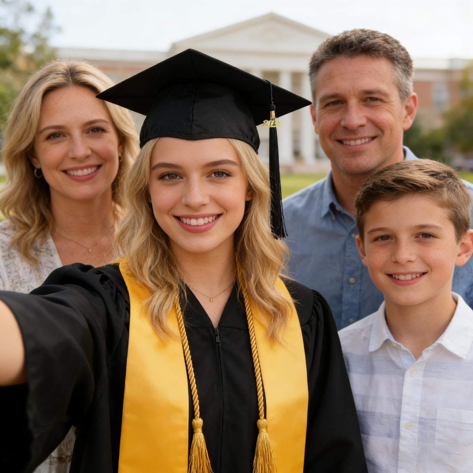 Sombrero y vestido de graduación – Traje académico mate con estola | Conjunto de vestido de graduación universitaria 2026 – para hombres, mujeres, estudiantes, campus, fiesta de fotografía