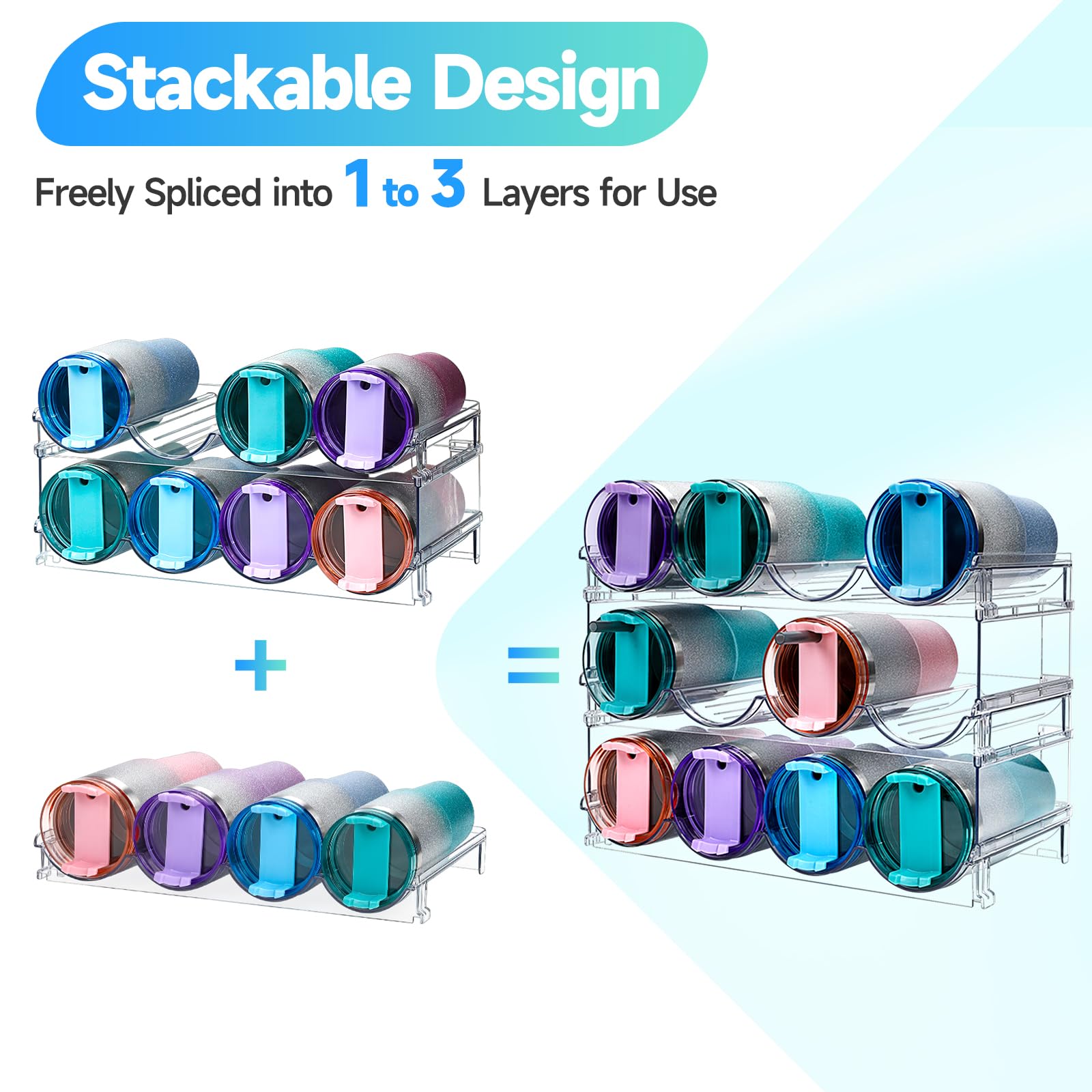 Snapklik.com : Stackable Water Bottle Storage Rack, 3 Tier Holder For ...