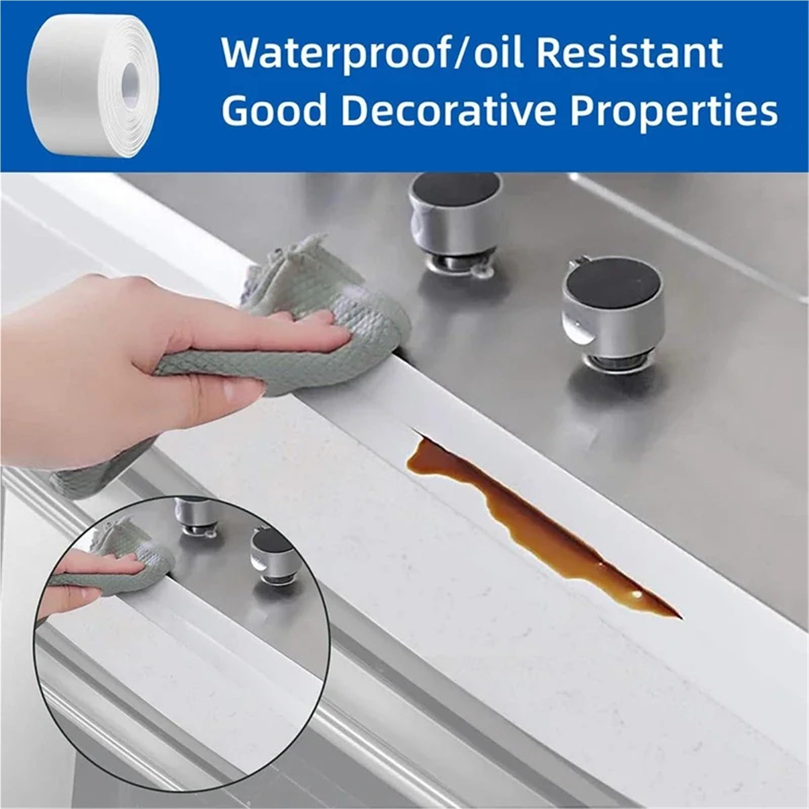 Nastro sigillante, 2 Rotoli di Nastro sigillante Autoadesivo Mastice for Bagno, WC, Adesivi murali angolari