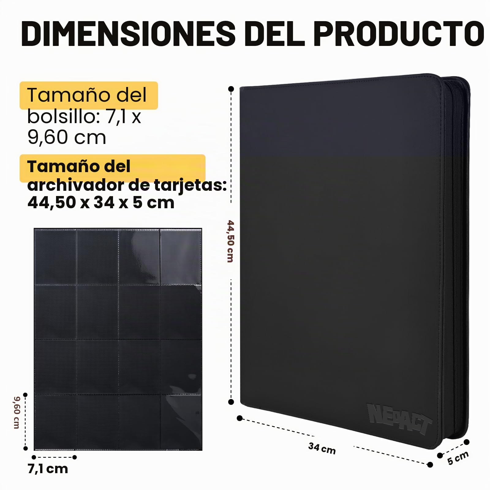 Carpeta de tarjetas de 16 bolsillos, carpeta de tarjetas coleccionables de doble cara sin anillo de 1280, carpeta de álbum con cremallera premium para TCG, MTG, tarjetas de juego, tarjetas deportivas