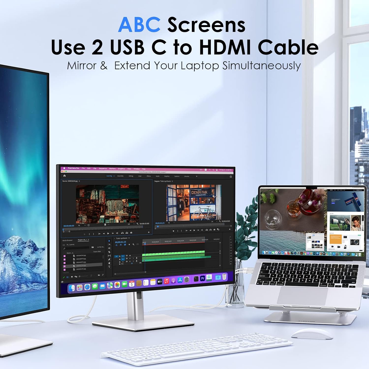 LENTION 10FT USB C to HDMI 2.0 Cable Cord 4K@60Hz,Thunderbolt 3/4 to HDMI Cable,USB-C Compatible 2023-2016 MacBook Pro 13/15/16,New iPad Pro/Mac Air/Surface,Galaxy S8 to S23,iMac,Dell(CU707-3M,Sliver)