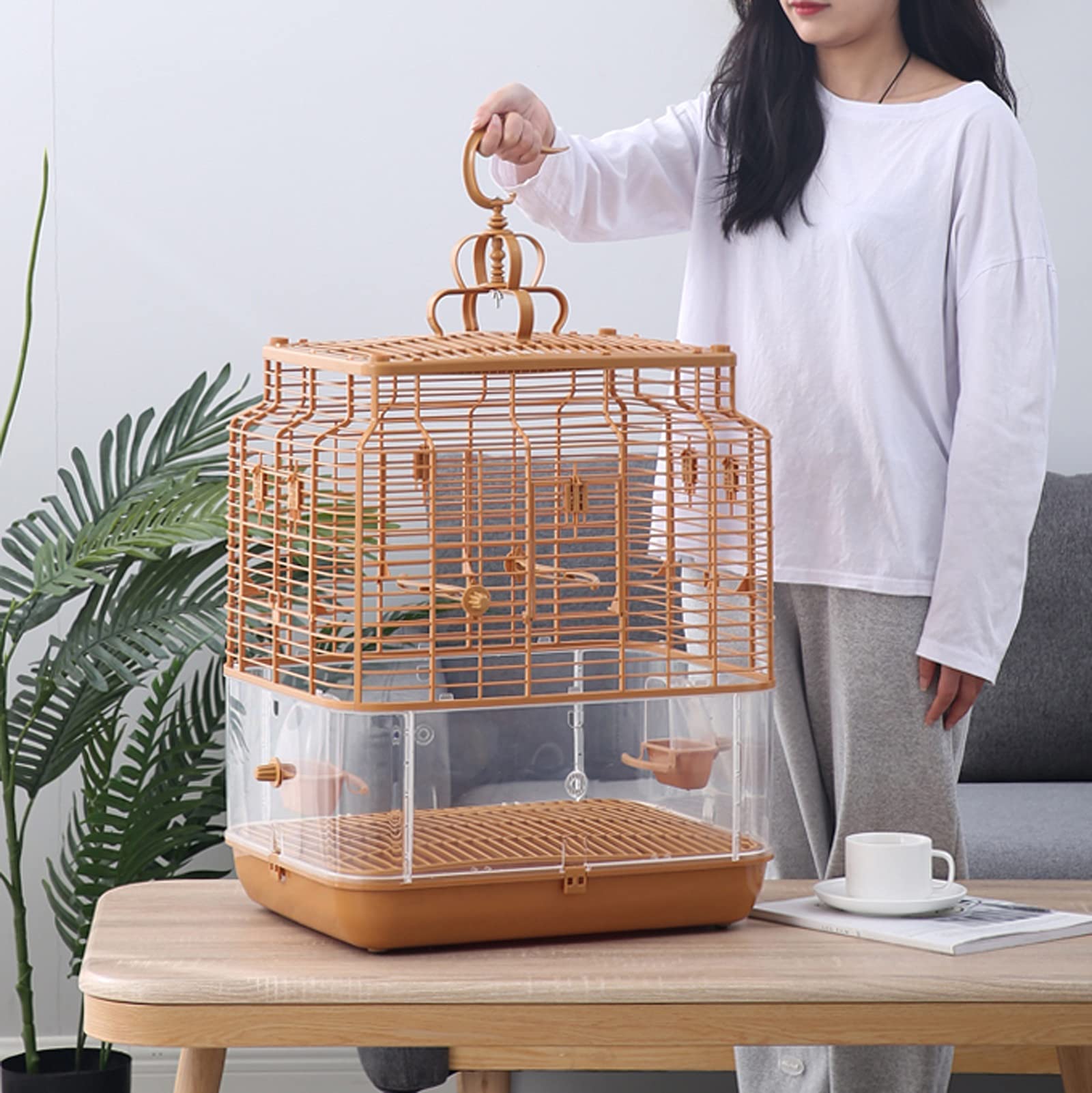 Gabbia Voliera Appeso Gabbia per Uccelli con Alimentatore, Plastic Square Birdcagges House Facile da assemblare Carrier Bird per Birds Piccoli Canarini BirdsBirts Green Wacca Conure Bird Cage