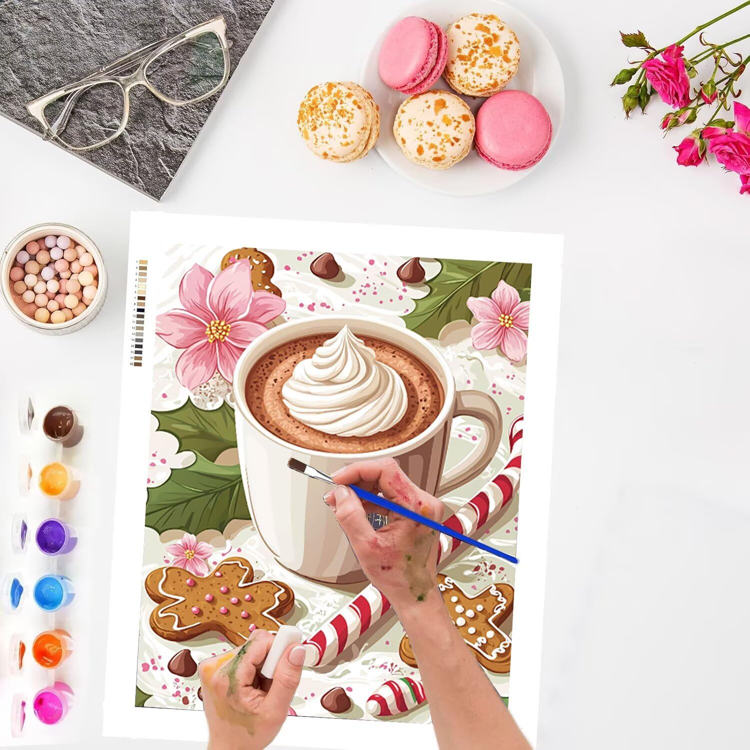 WEISHIWE Caffè Dipingere con i Numeri per Adulti, 70x90cm a-518 | Paint by Numbers Kit con Pennelli e Acrilico Pigmento, Fai da te Olio La Pittura di Numeri Kit, Decora la Casa, senza Cornice