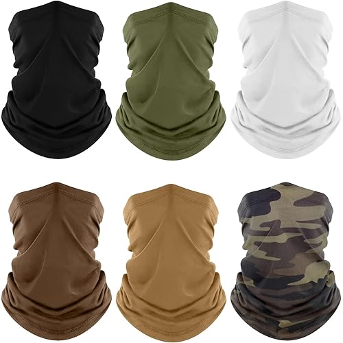 Fuinloth Neck Gaiter, 6 Pack Cooling UV Protection Bandana Face Mask Gator Scarf for Men Women