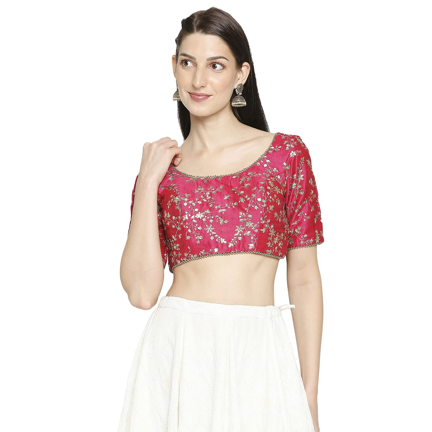 S SALWAR STUDIOWomen's Pink Mulbury Silk Readymade Saree Blouse-SSB3389-PINK