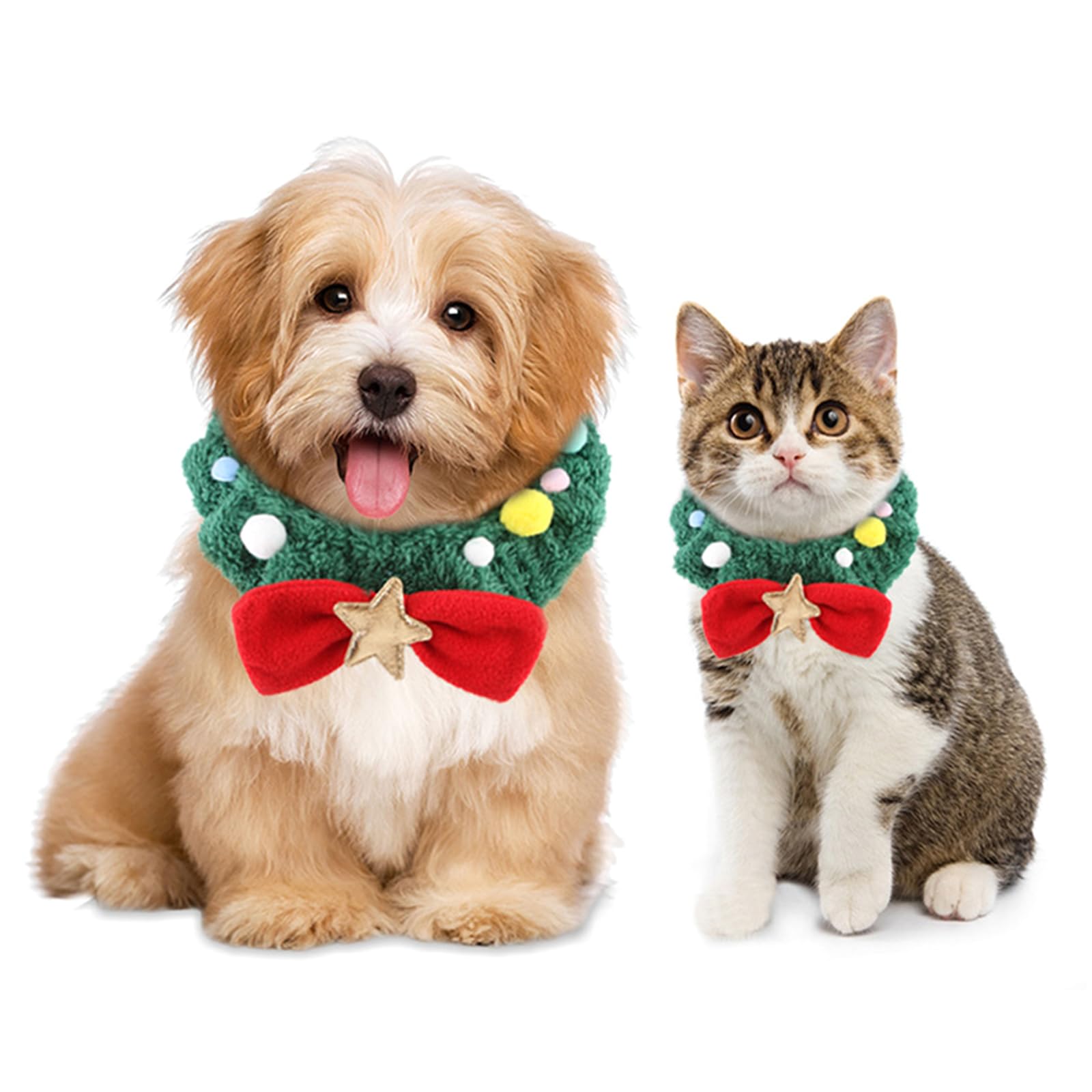 GRABAGECAN Choker for Dog Collar Holiday Pompoms Necklace Costume Necklace Dog Cats Christmas Neck Decorations for Dog Cats